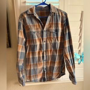 Vintage Fall Blue and Brown Flannel Plaid Shirt Comfy (Bundle 2+ for 20% off)